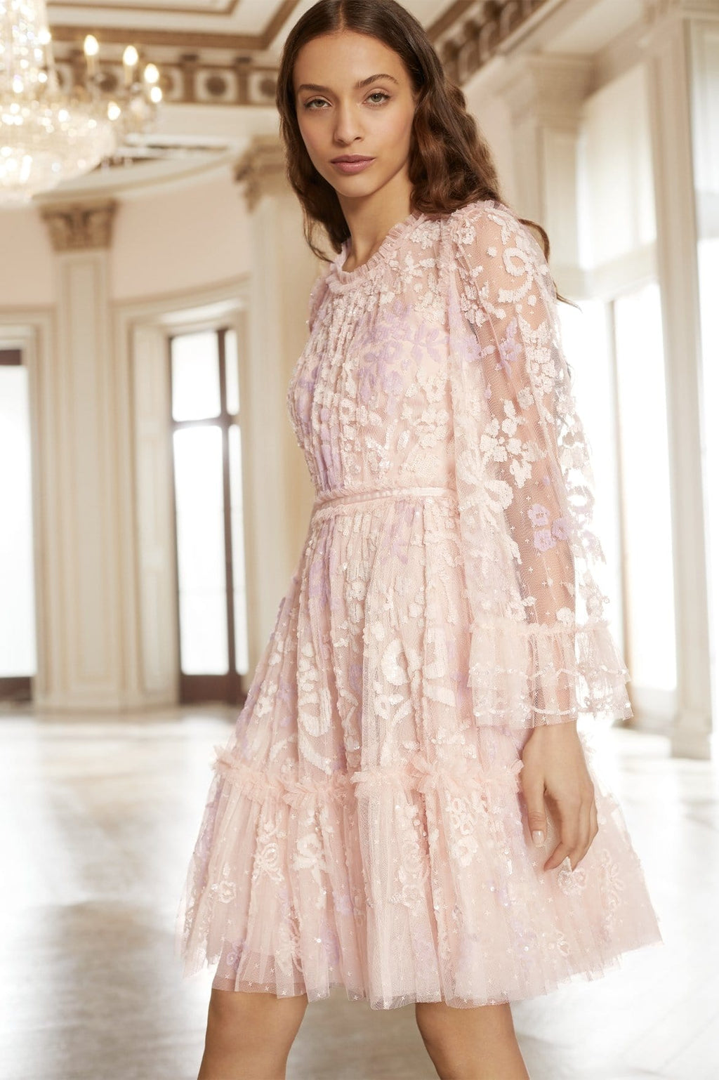 Audrey Long Sleeve Mini Dress – Pink ...